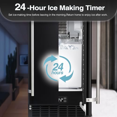 AGLUCKY Commercial Built-in Ice Maker Machine,80Lbs/Day,Under Counter Ice Maker Machine with Drain Pump & 24H Timer,Reversible Door,Self Cleaning Ice Machine for Home & Office