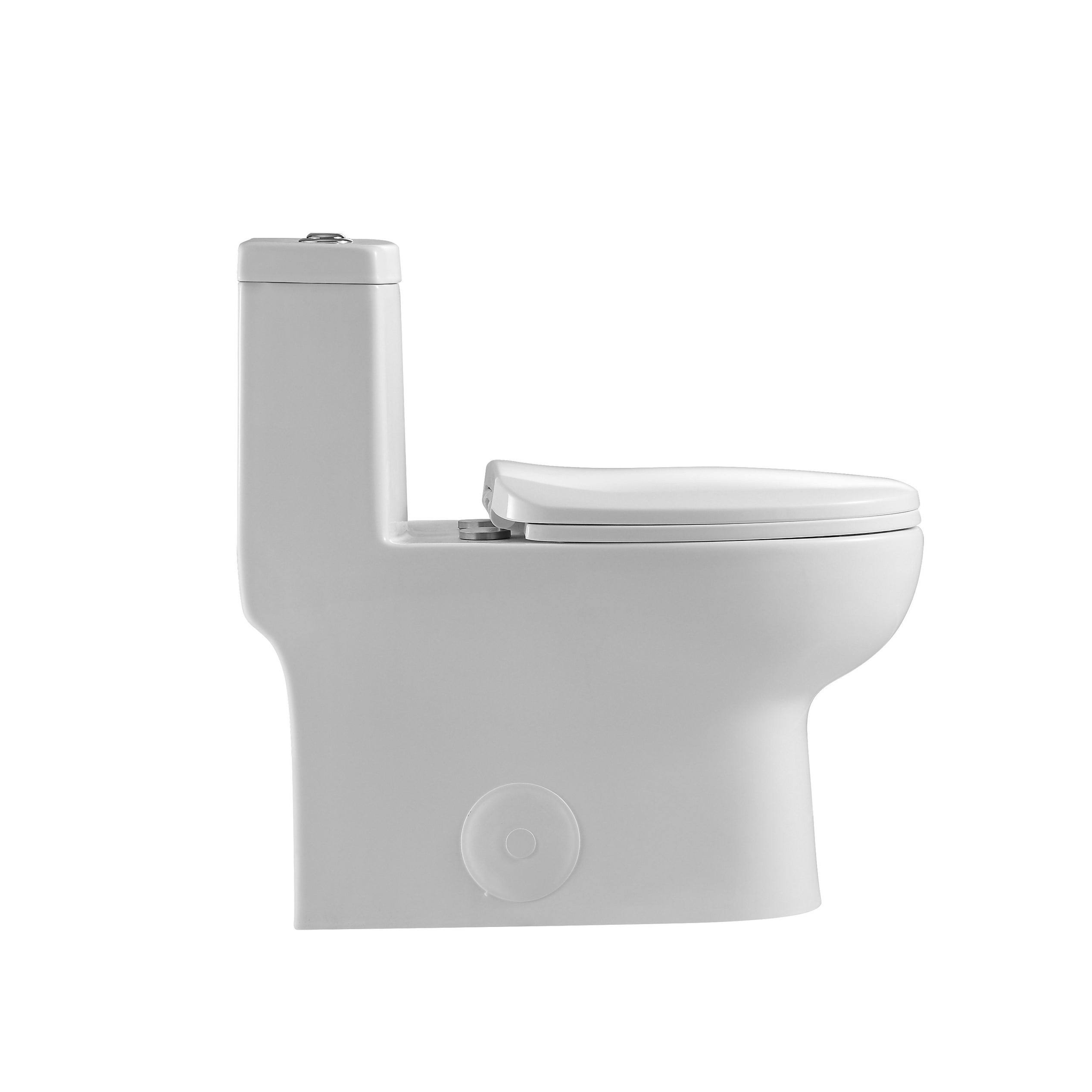 White Contemporary 1-Piece Dual Flush 1.2/1.6 GPF Elongated Toilet