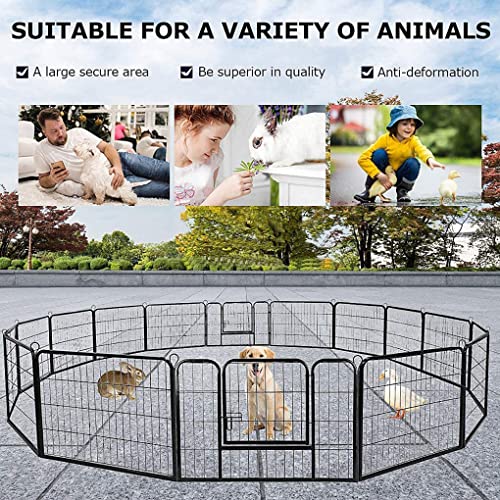 BestPet Dog Playpen Indoor 40 inch 16 Panels Metal Dog Pen Pet Dog Fence Outdoor Exercise Pen with Doors,Pet Puppy Playpen for RV Camping Yard, Black