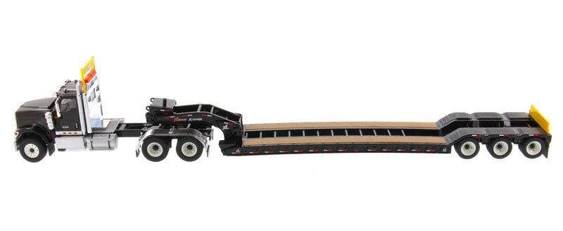 International HX520 Tandem Tractor Black XL 120 Lowboy Trailer 1/50 Diecast Model Diecast Masters 71017
