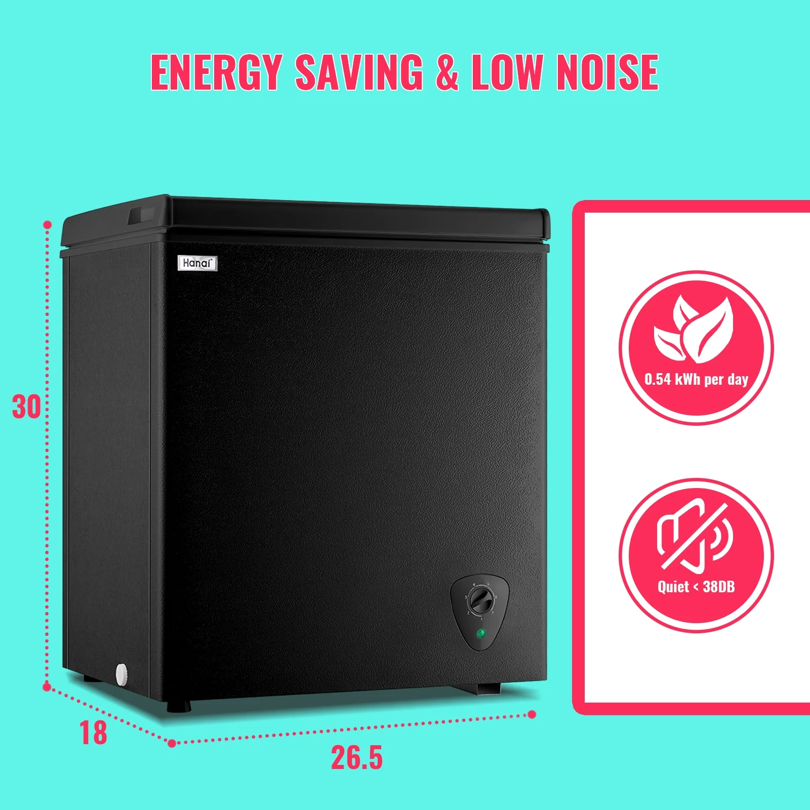 WANAI White Chest Freezer Small Deep Freezer 5.0 Cu.ft Fast Freezing Freezers with 7 Temp Control
