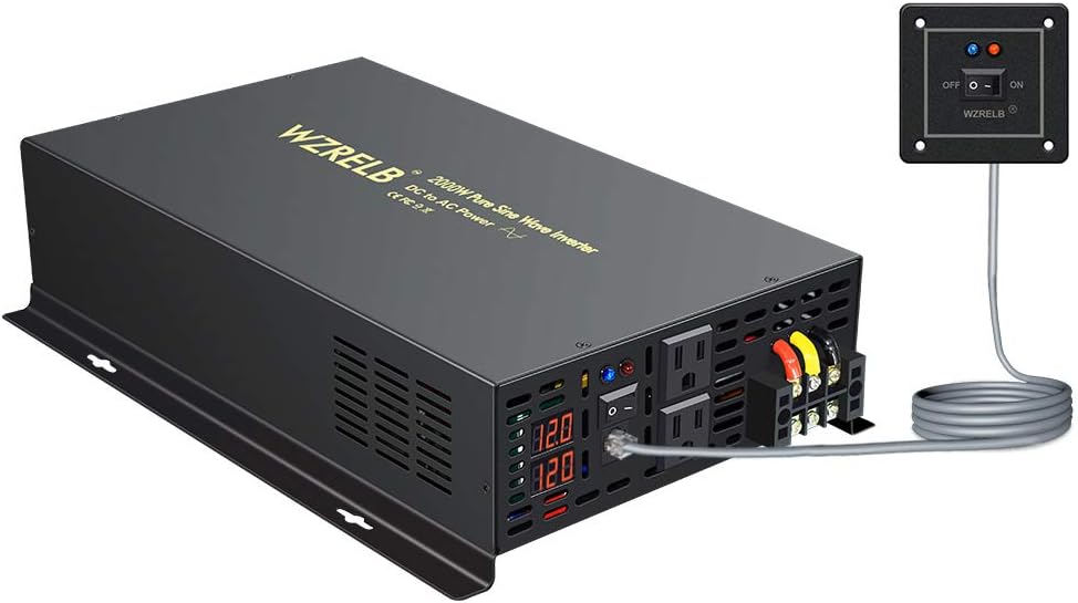 Pure Sine Wave Inverter 800Watt 12V DC to 110V 120V Power Inverter with Remote Control Dual AC Outlets for CPAP RV Car Solar System