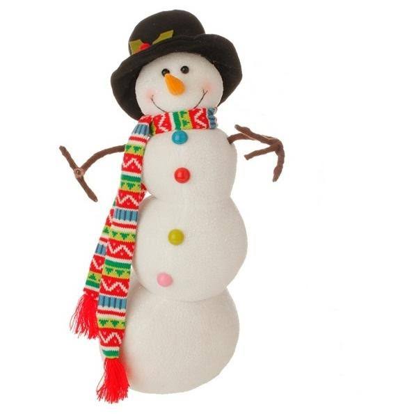 Raz 21x22 White and Black Posable Christmas Snowman Decor