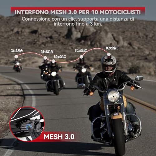 Motorcycle Bluetooth Headset V5.2 with Music Sharing, 2-Way Motorcycle Helmet Bluetooth with IP67 Waterproof, Motorcycle Communication Systems with Hi-FI Speakers for ATV/Snowmobile/Ski, 2 Pack