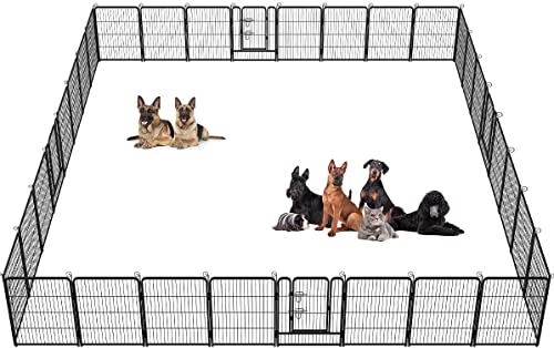 BestPet Dog Playpen Indoor 40 inch 16 Panels Metal Dog Pen Pet Dog Fence Outdoor Exercise Pen with Doors,Pet Puppy Playpen for RV Camping Yard, Black