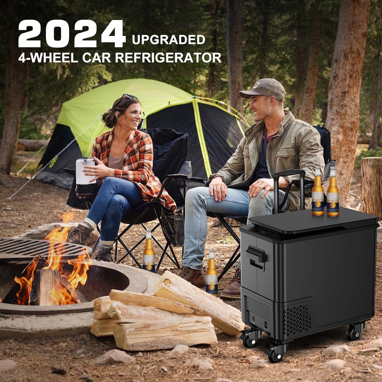 12v Refrigerator, 40 Quart(38L) Electric Cooler Car Refrigerator APP Control, Portable Freezer Fridge Cooler -4℉~68℉ 12/24V DC & 100-240V AC, Car Fridge for RV, Truck, Van, Camping, Travel, Outdoor