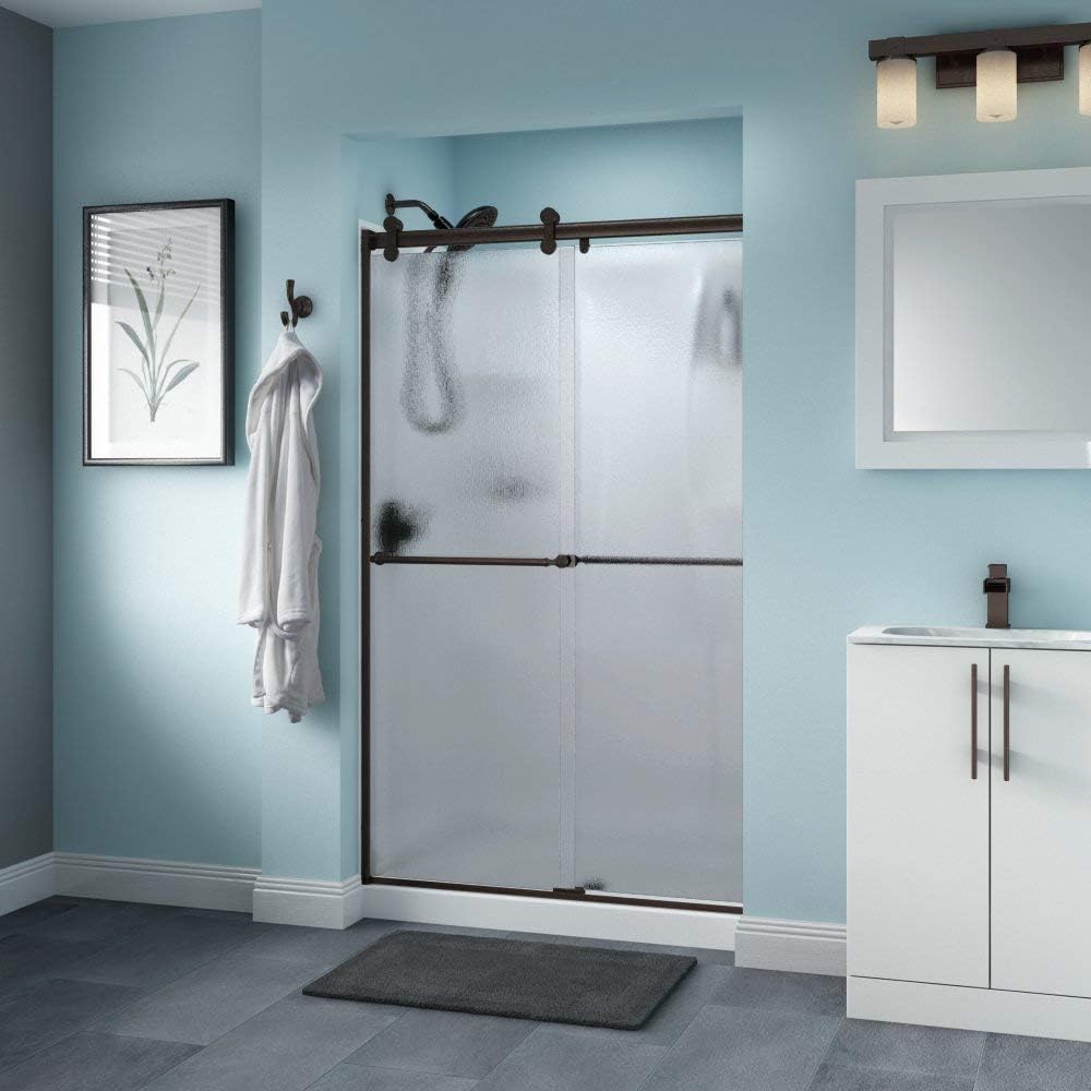 Delta Shower Doors SD3276563 Windemere Semi-Frameless Contemporary Sliding Shower Door 48in.x71in, Nickel Track