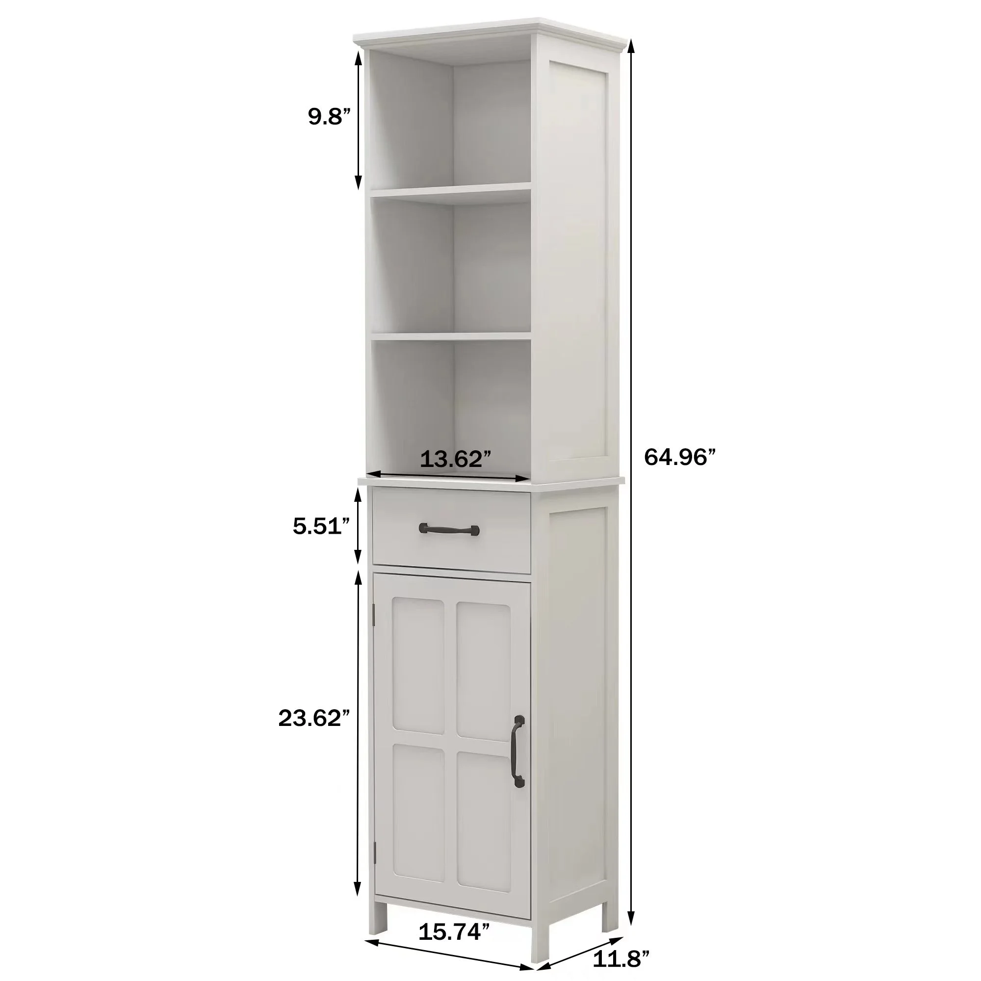 Tall Narrow Storage Cabinet, Bathroom Slim Floor Freestanding Cabinet with One Door for Bathroom, Bedroom and Living Room, White