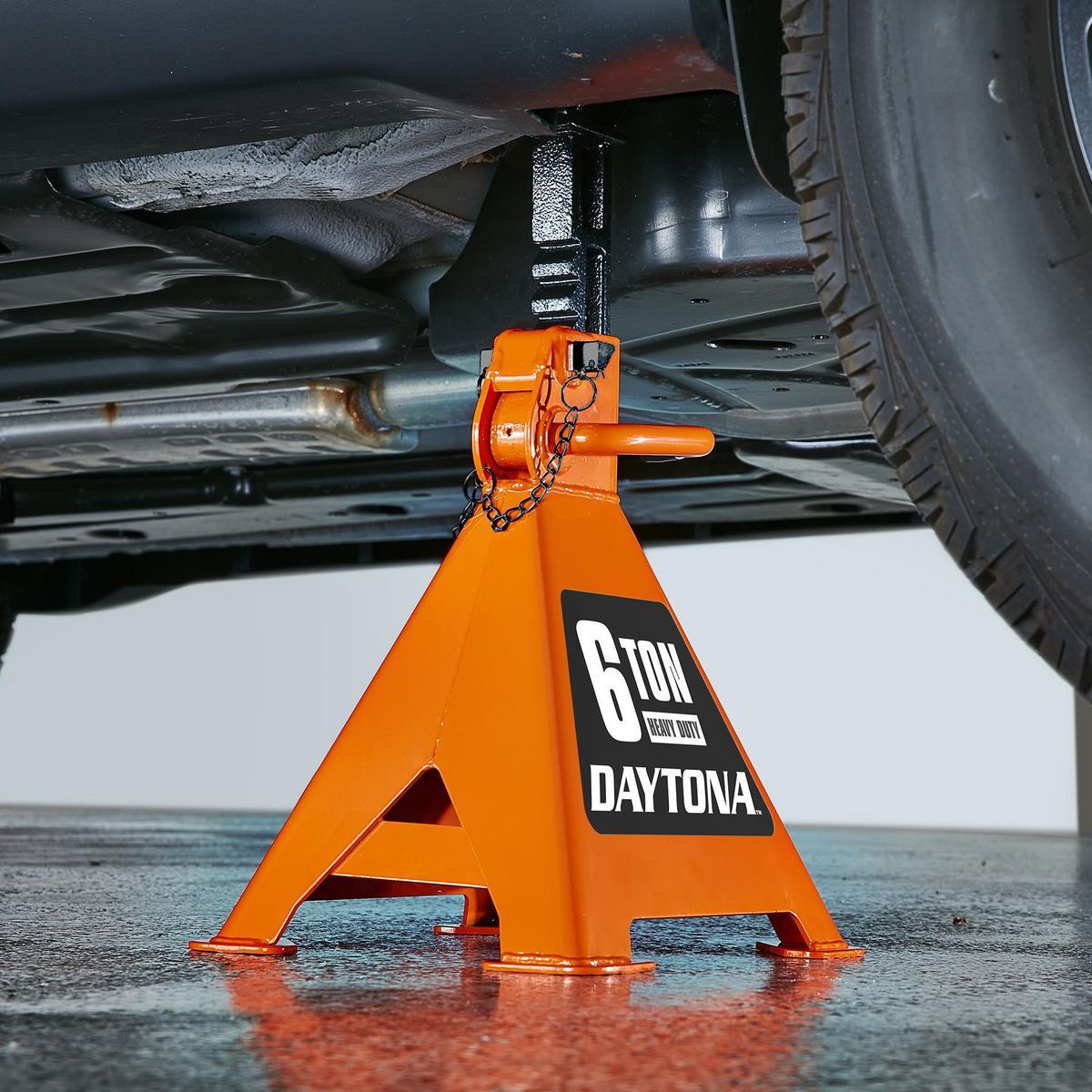 DAYTONA 6 Ton Heavy Duty Ratcheting Jack Stands, Slate Gray