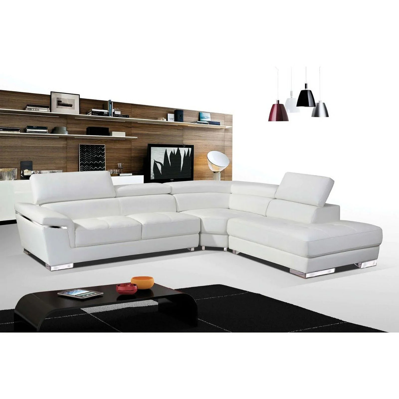 2383 Leather Sectional Sofa in White, Left Facing Chaise