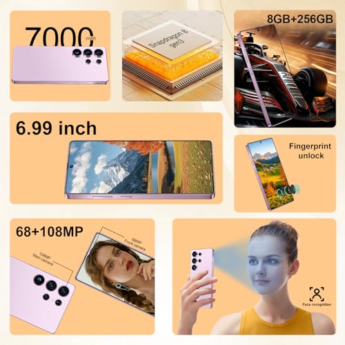 I25 Ultra Unlocked Android Phone 6.99" AMOLED 7000mAh Long-Lasting | Snapdragon 8 Gen3 | 8GB RAM+256GB | 68MP+108MP Pro Camera | Face Unlock + Stylus | Android 14 System (Blue)
