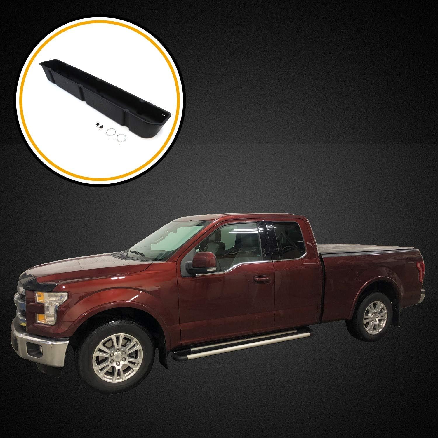 Red Hound Auto Under Seat Storage Box Compatible with Ford F-150 Super Cab (2015-2022), F-250 F-350 F-450 F-550 Super Duty SuperDuty (2017-2022) SuperCab Only Underseat System