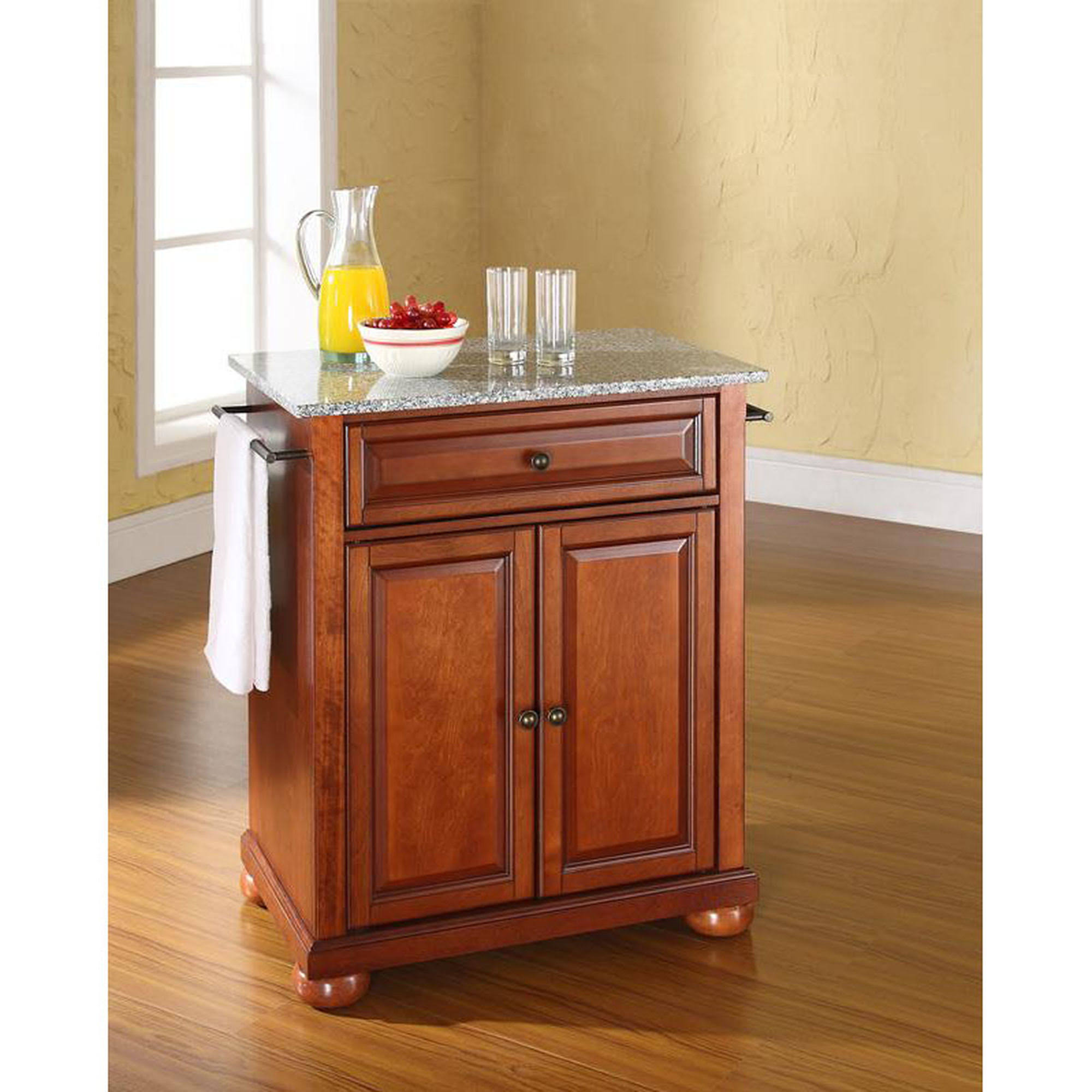 Alexandria Solid Granite Top Portable Kitchen Island - Classic Cherry - Crosley