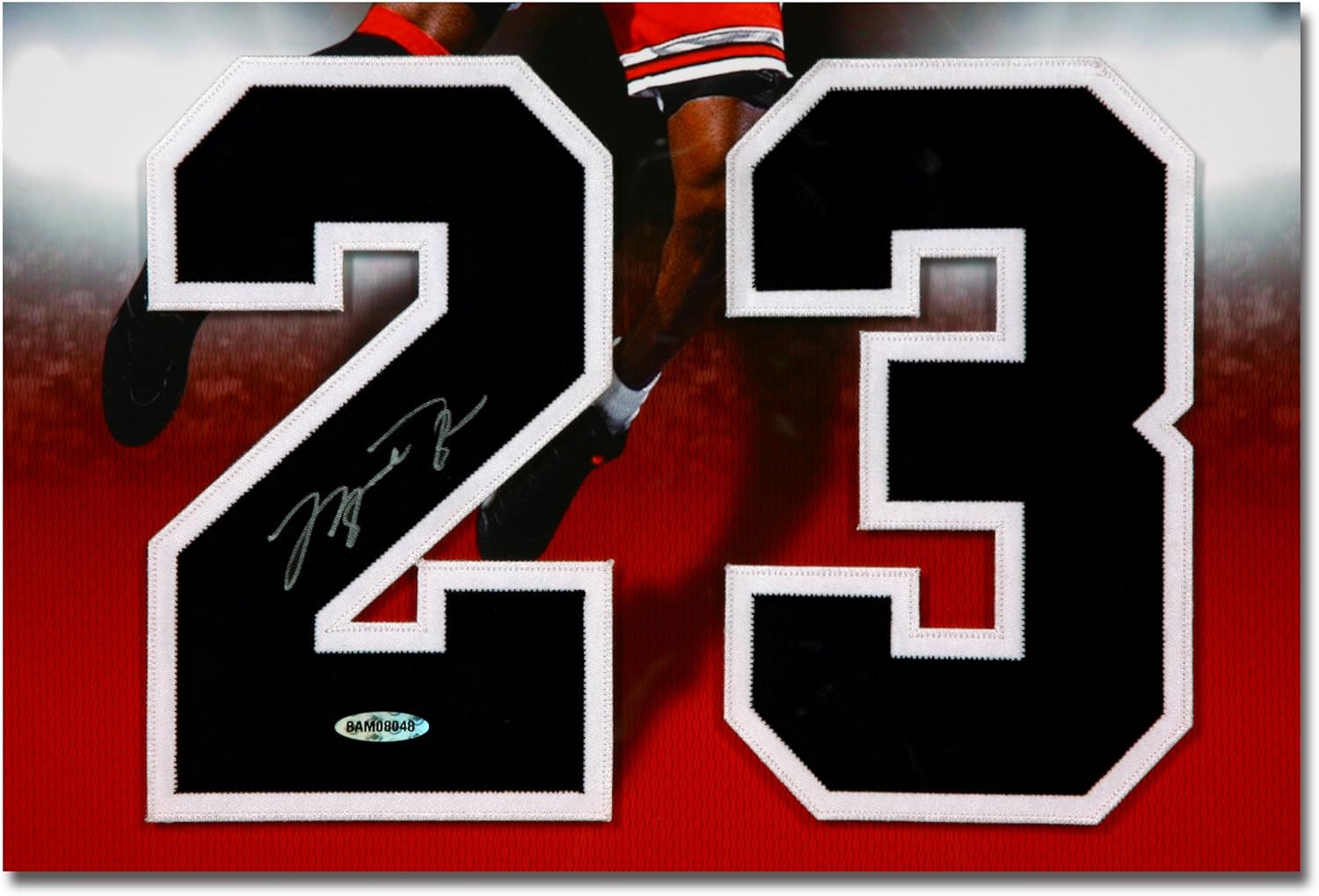 Michael Jordan Autographed "Bullseye" Chicago Bulls Jersey Number Piece - Framed
