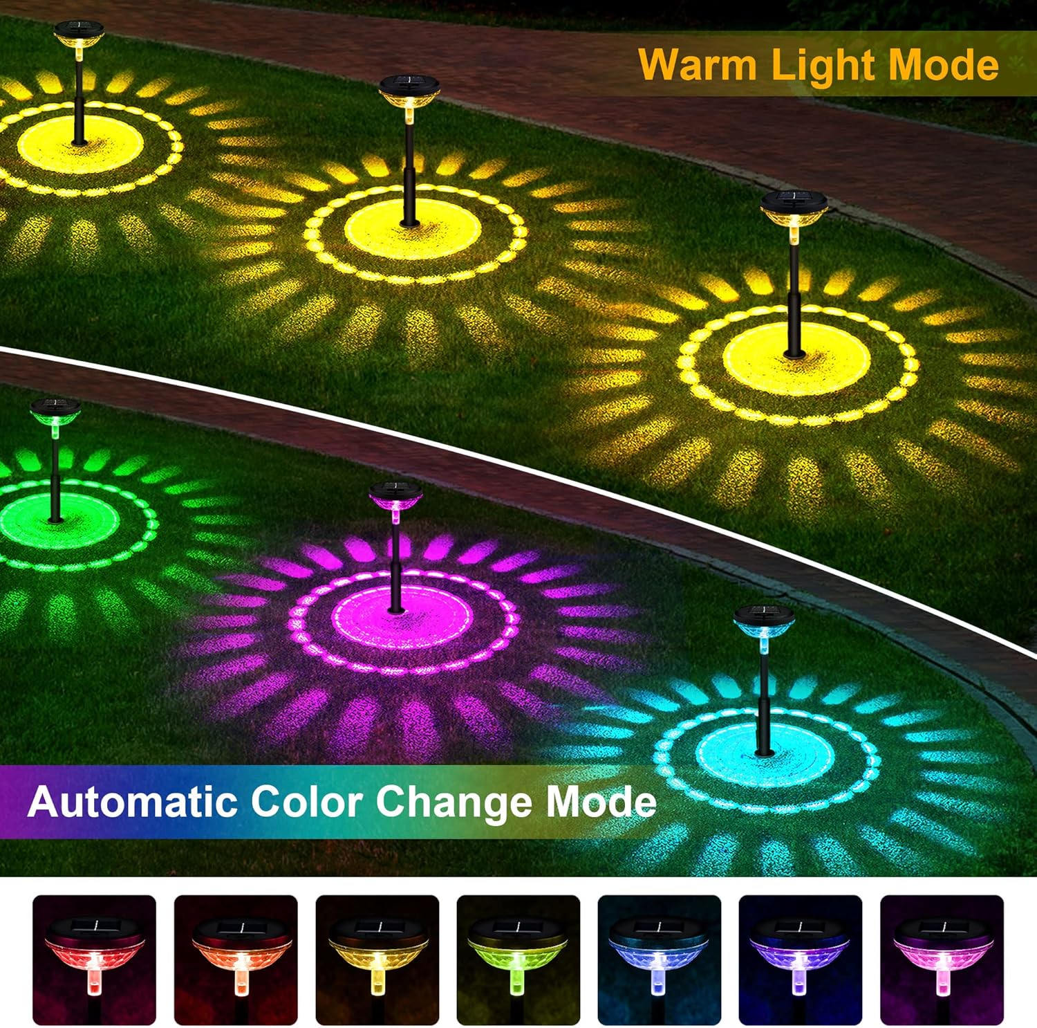 FEELIGHT Solar Pathway Lights, Garden Lights Solar Powered Waterproof IP67, Bright LED Solar Outdoor Landscape Lighting Solar Pathway Lights for Walkway Yard Backyard Lawn Landscape Decorative (6PC)