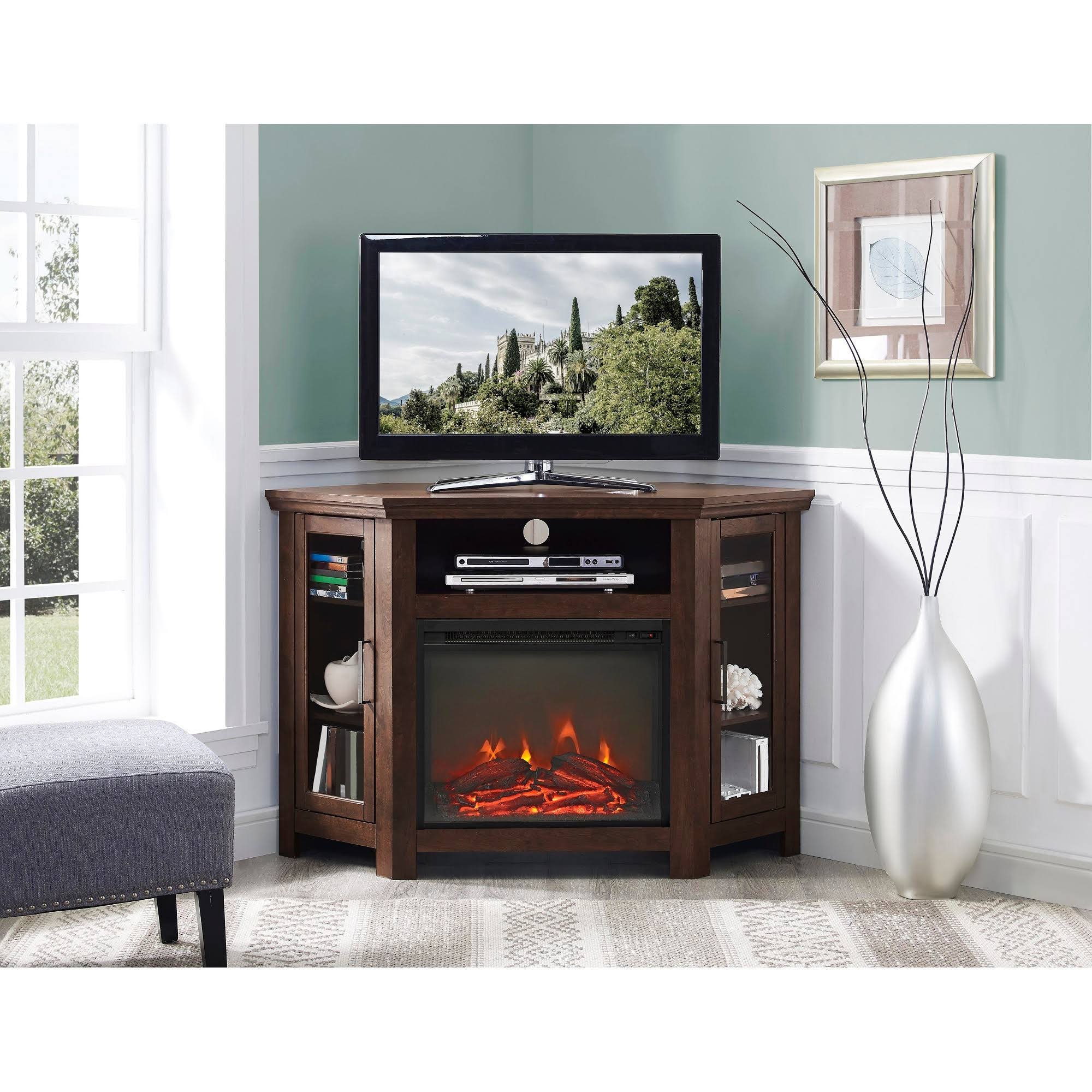 Saracina Home Corner Fireplace TV Stand Rustic 48x22 Wood Heater Media Console TV&s to 50 Inches - Avayadevconnect