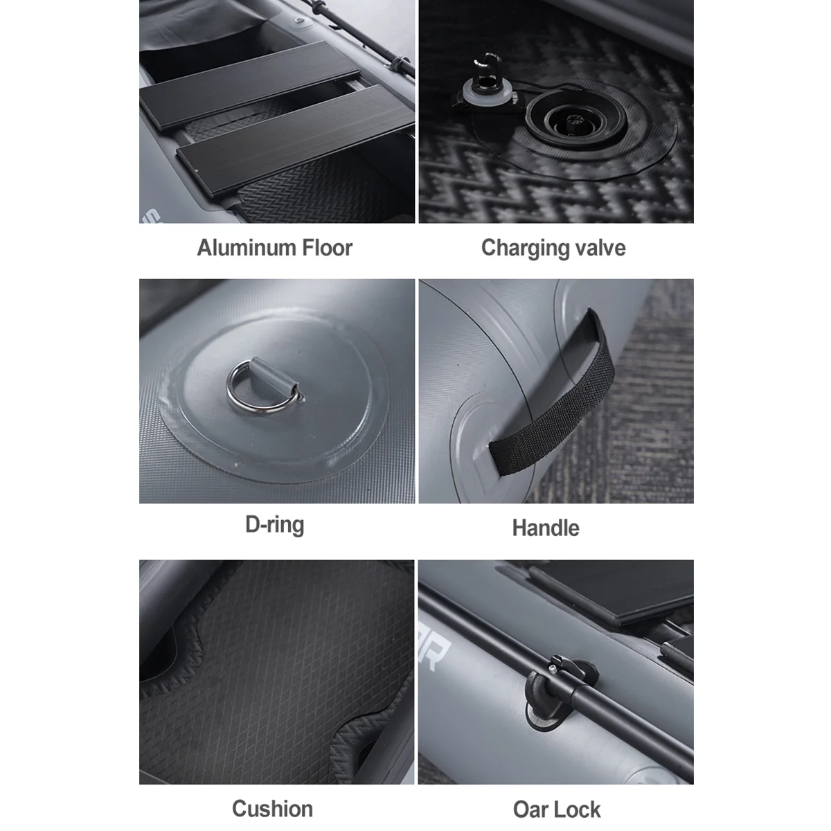 2 Person Inflatable Kayak, Fishing PVC Kayak Boat, Inflatable Boat Rescue Rubber Rowing Boat with Pump, Aluminum Alloy Seat, Paddle, Inflatable Mat, Repair Kit, Fin 440lb Weight Capacity