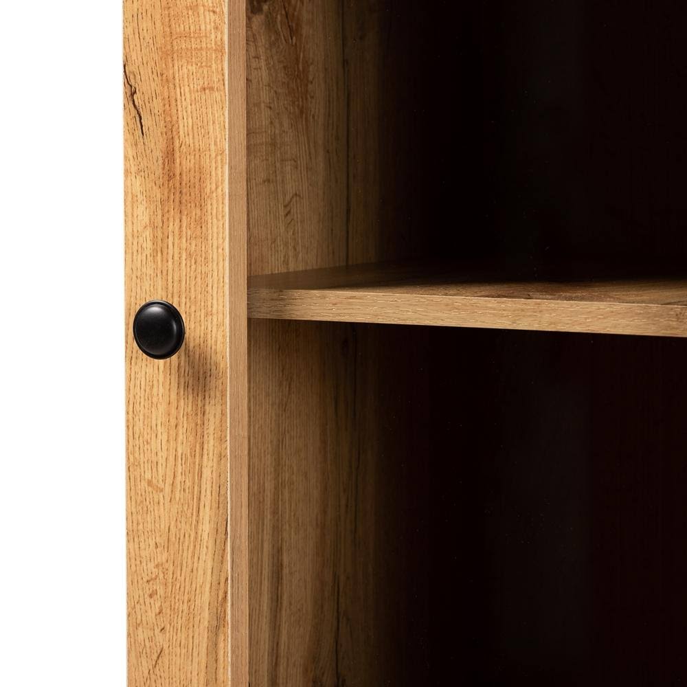 Oak Brown Finished Wood Buffet and Hutch Kitchen Cabinet Wotan Oak