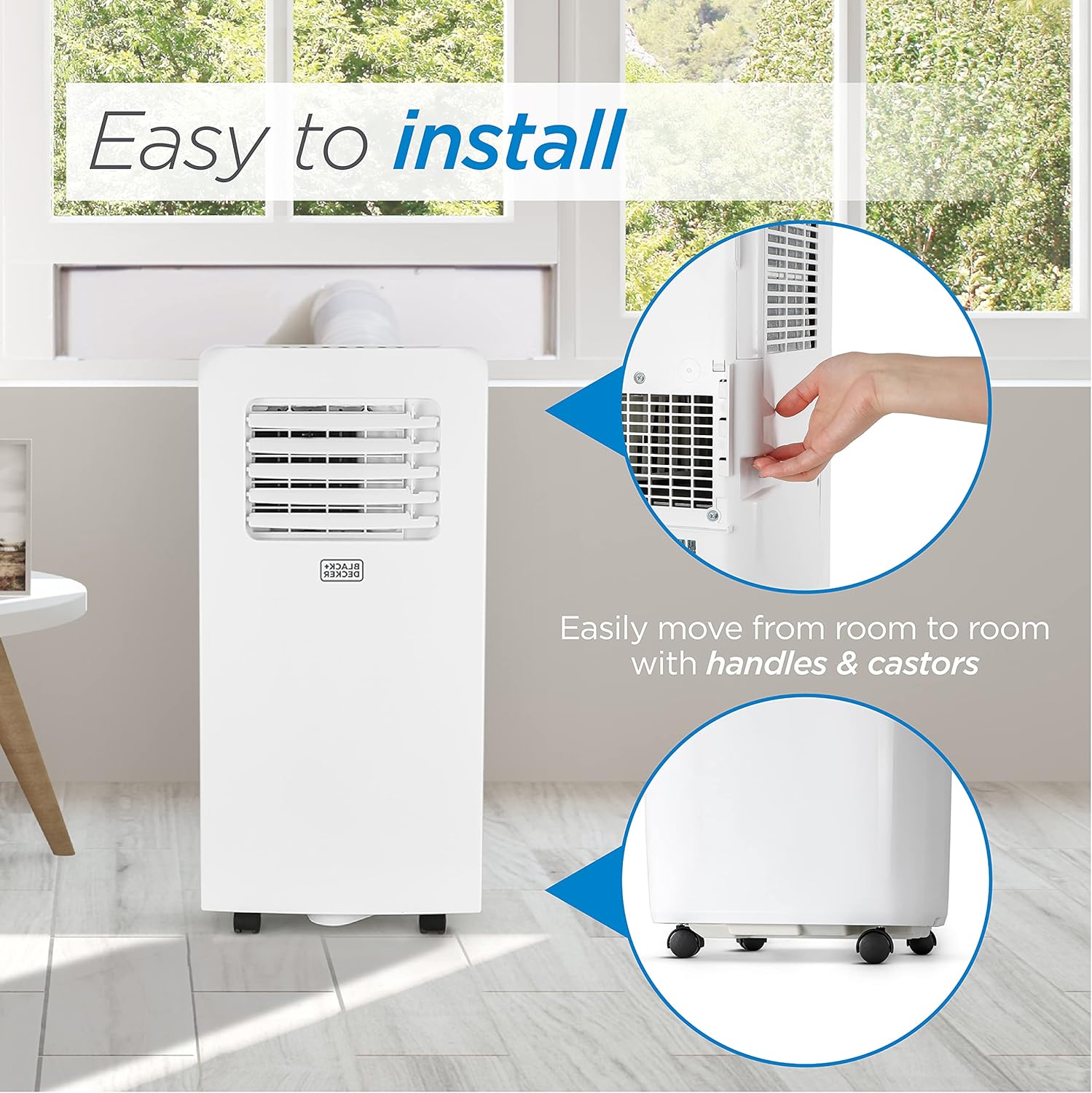 BLACK+DECKER 8,000 BTU Portable Air Conditioner with Remote Control, White