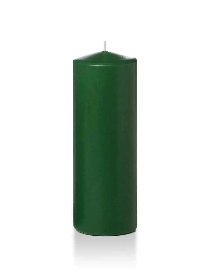 Set of 12, Wholesale Pillar Candles - Hunter Green - 3x22x8x22