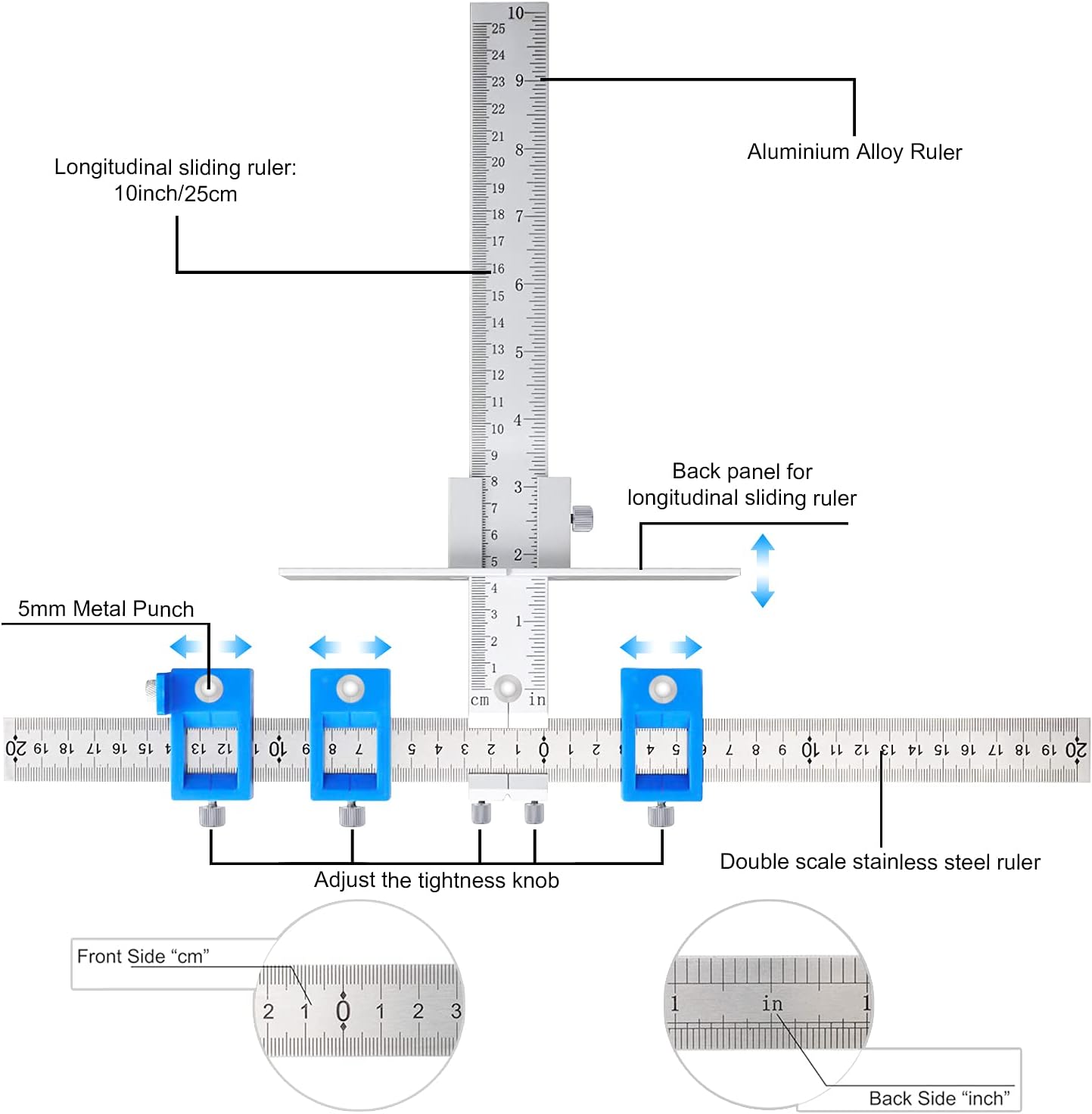 King&Charles Cabinet Hardware Jig, Aluminum Alloy Cabinet Handle Jig - Cabinet jig for handles and pulls, Drill Guide Sleeve Drawer Pull Jig Tool for Cabinet Knobs Pulls.
