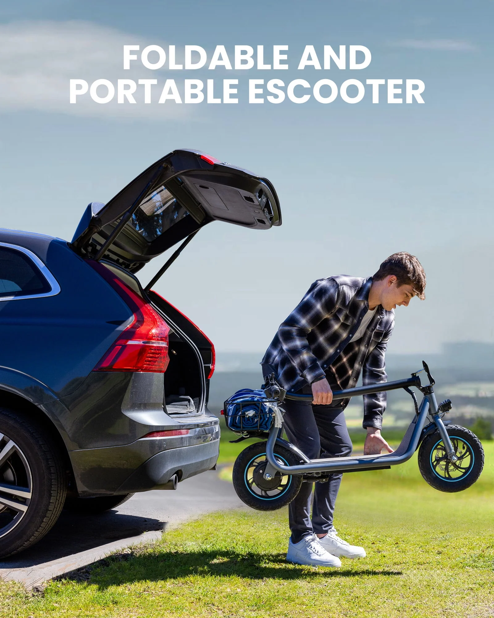 Kistp 550W Electric Scooter for Adults, 12 inch Commuter Electric Scooter with Basket and Wide Deck - up to 20 Miles 18.6MPH-Blue