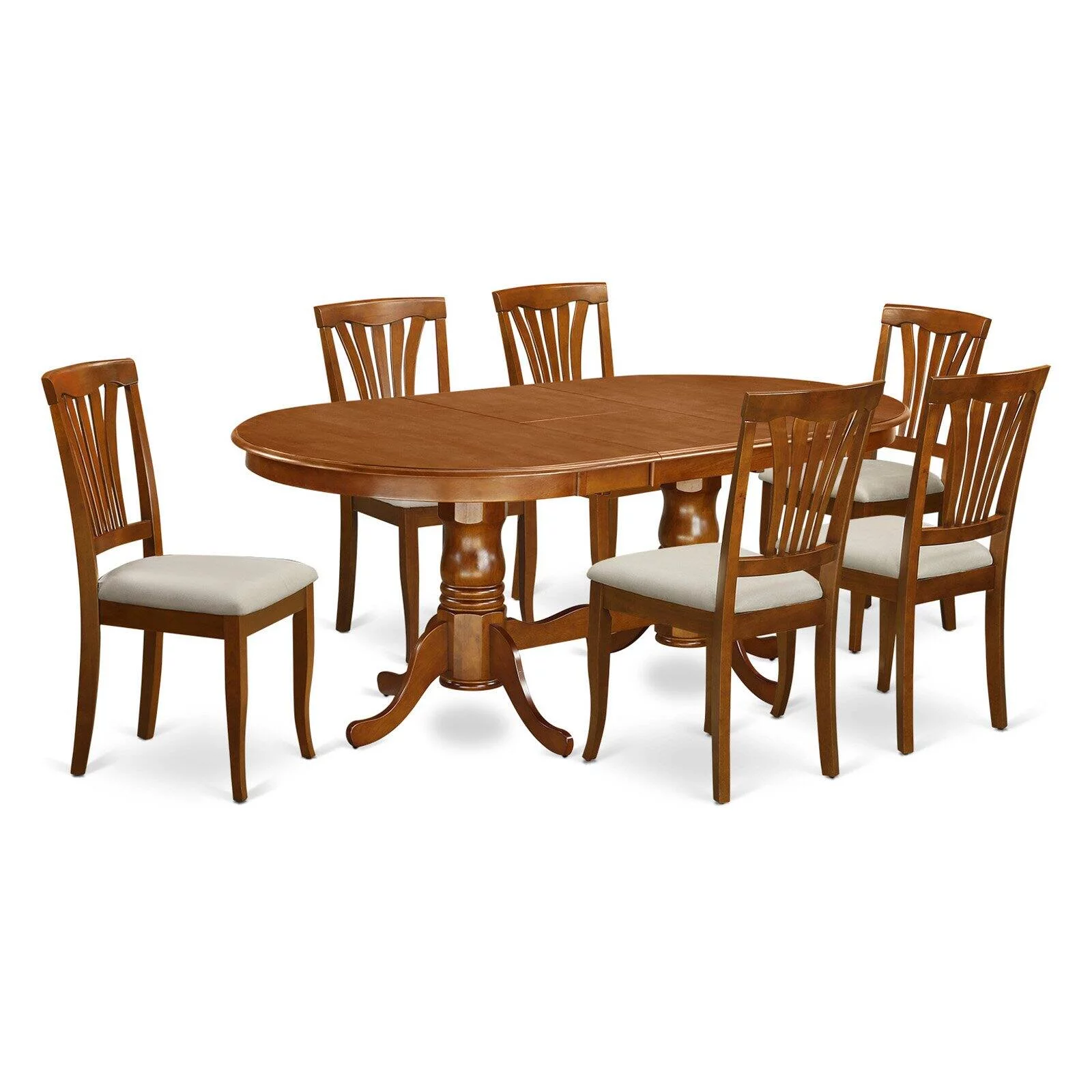 East West Furniture Plainville 7-piece Wood Dining Room Table Set in Cherry