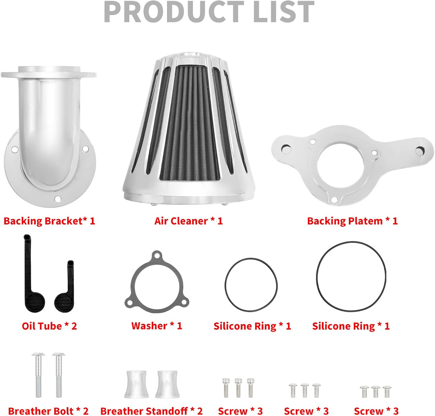 HDBUBALUS Sucker Air Intake Cleaner Kit Air Filter Fit for Harley M8 Softail Touring Trike 2017-2022 Softail 2018-2022 (Chrome Grey)