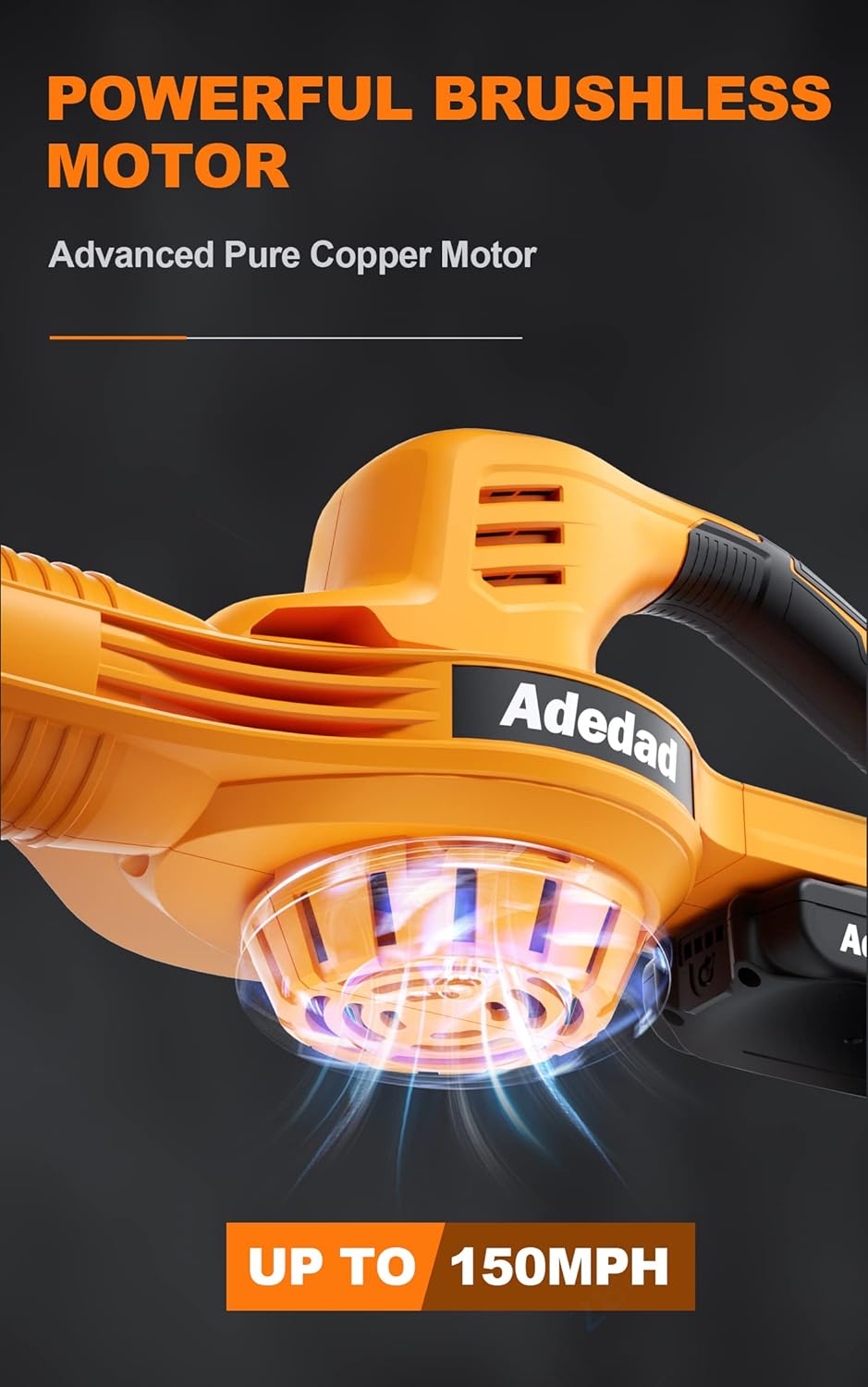 Adedad 20V Cordless Leaf Blower Powerful,Electric Handheld Sweeper Power Battery 2.0 Ah Li-ion Battery 150 MPH,Variable-Speed,Lightweight for Blowing Leaf/Snow Pack of 2