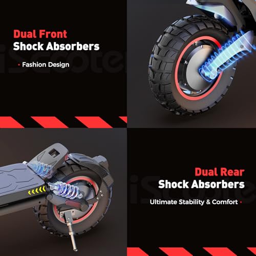 iScooter Electric Scooter Adults, 28/38 MPH Top Speed & 40/50 Miles Long Range Escooter, 10/11" Offroad Pneumatic Tire Scooters for Adults with Cruise Control, Dual Suspensions, Foldable E-Scooter