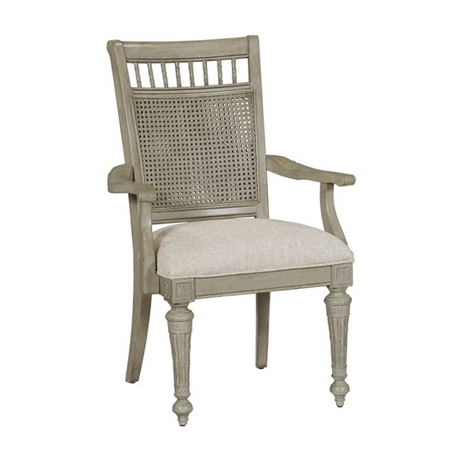 Havertys Weathered Grey Highland Beach Cane Back Armchair