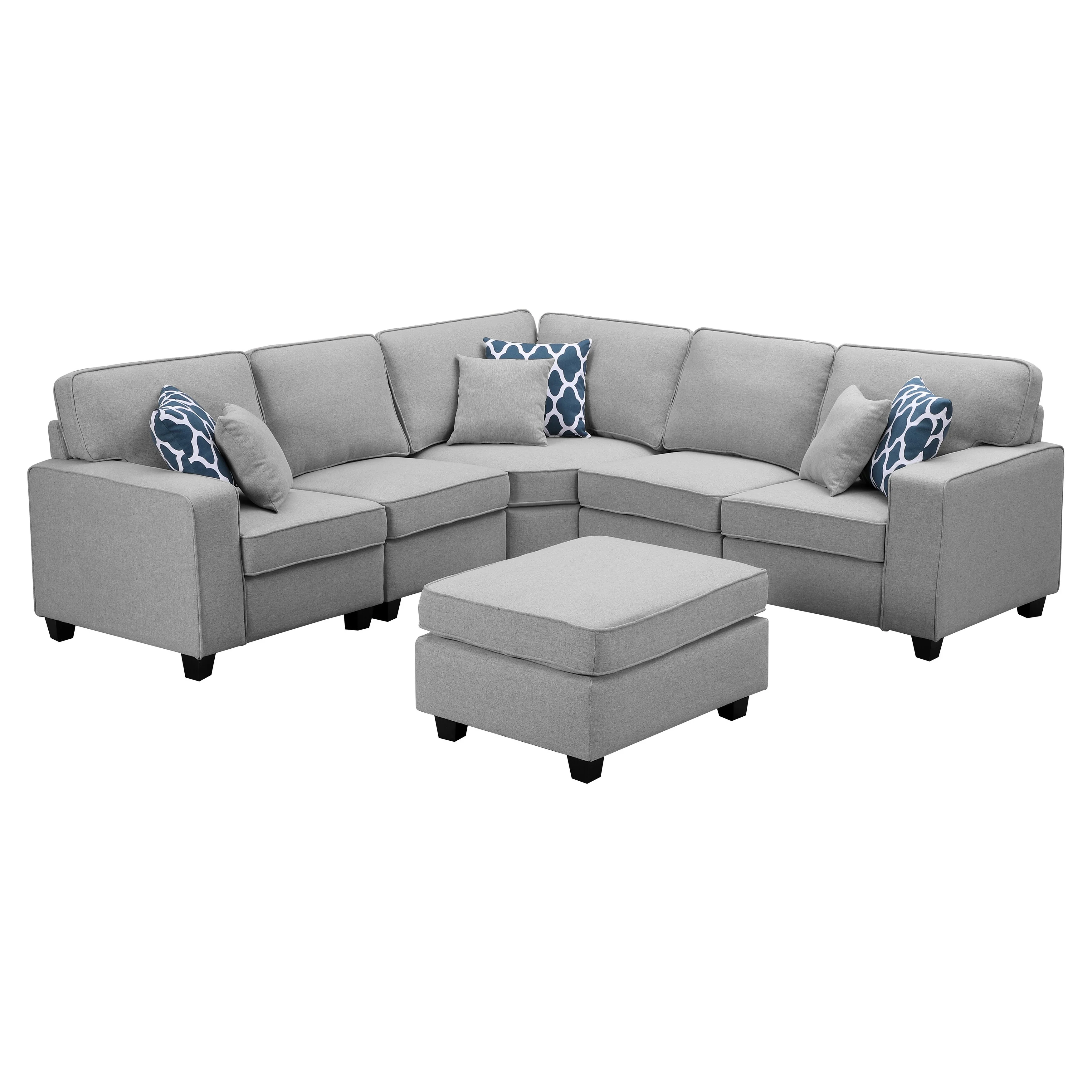 Copper Grove  Marsan 6-piece Light Grey Linen Modular Sectional Sofa