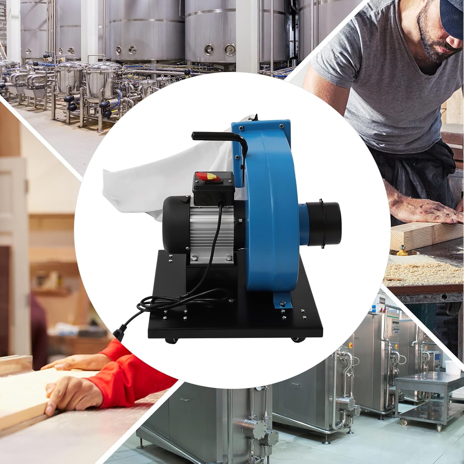550 CFM Wheeled Jet Dust Collection, 1HP Dust Collector Central Machinery System, Dust Collectors for Woodworking, Protable 14.8-Gallon Bag Dust Collector