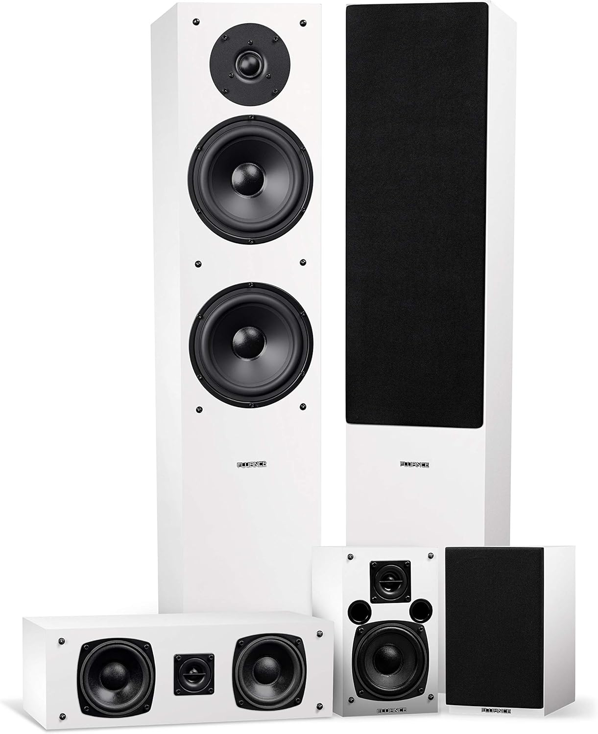 Fluance Elite High Definition Surround Sound Home Theater 5.0 Channel Speaker System Including Floorstanding Towers, Center Channel and Rear Surround Speakers - Natural Walnut (SXHTBW)