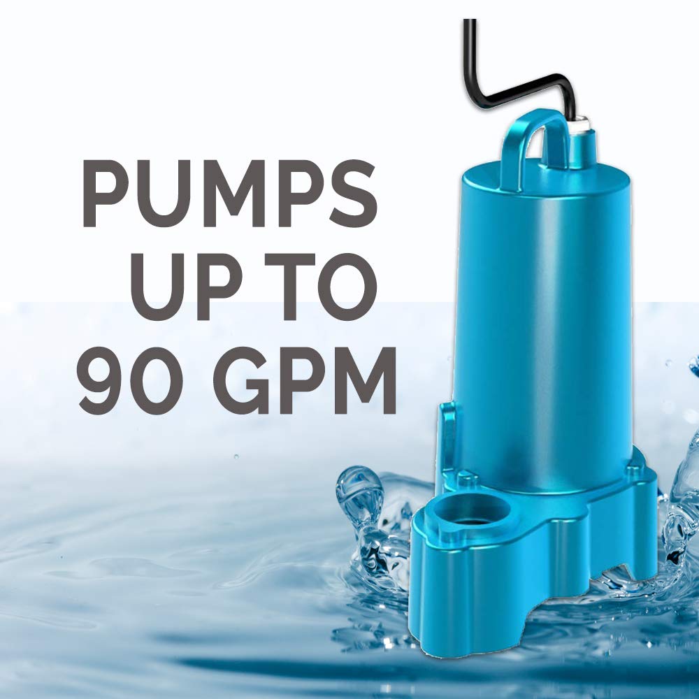 Barnes 119330 Model EP52X Submersible Effluent Pump, 1/2 hp, 240V, 1 Phase, 1-1/2" NPT Discharge, 3450 rpm, Manual, 20' Cord