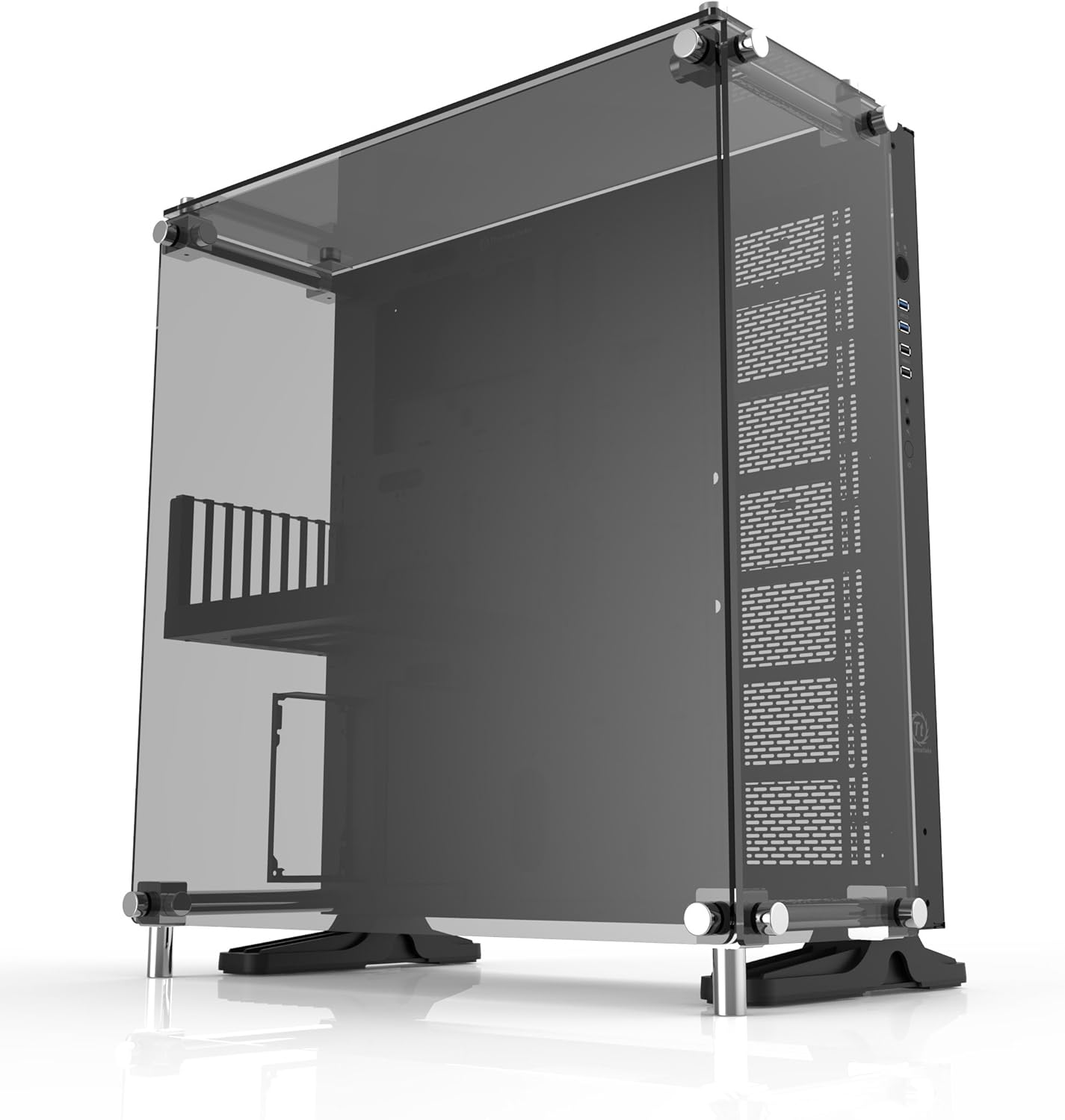 Thermaltake Core P1 Tempered Glass Edition Mini ITX Open Frame Panoramic Viewing Tt LCS Certified Gaming Computer Case CA-1H9-00T1WN-00, Black