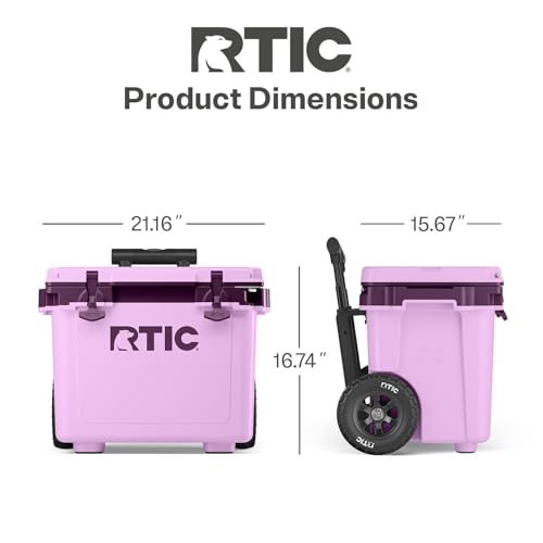 RTIC 22 QT Ultra-Light Wheeled Cooler with Handle, Hard Insulated Portable Ice Chest Box for Beach, Drink, Beverage, Camping, Picnic, Fishing, Boat, Barbecue