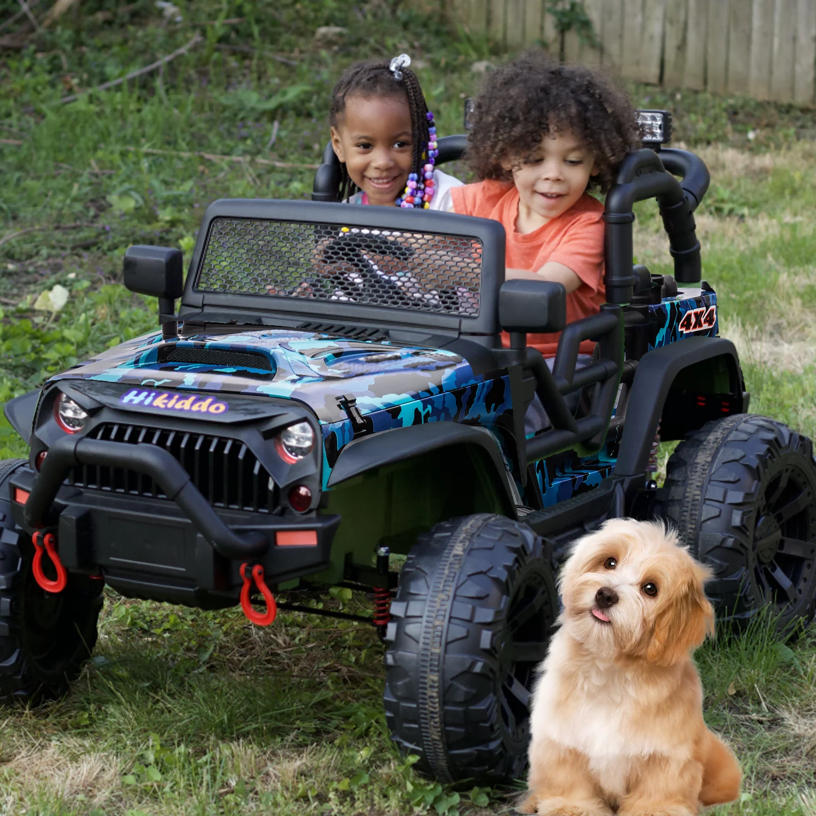 Hikiddo 24V Kids Ride on Truck, 2 Seater Powered Ride on Toy Car with Remote