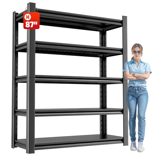 5 Tier Heavy Duty Metal Shelving Unit - Industrial Storage Shelf for Garage and Industrial Use - Durable Storage Shelf Organizer, 24" D x48" W x72" H