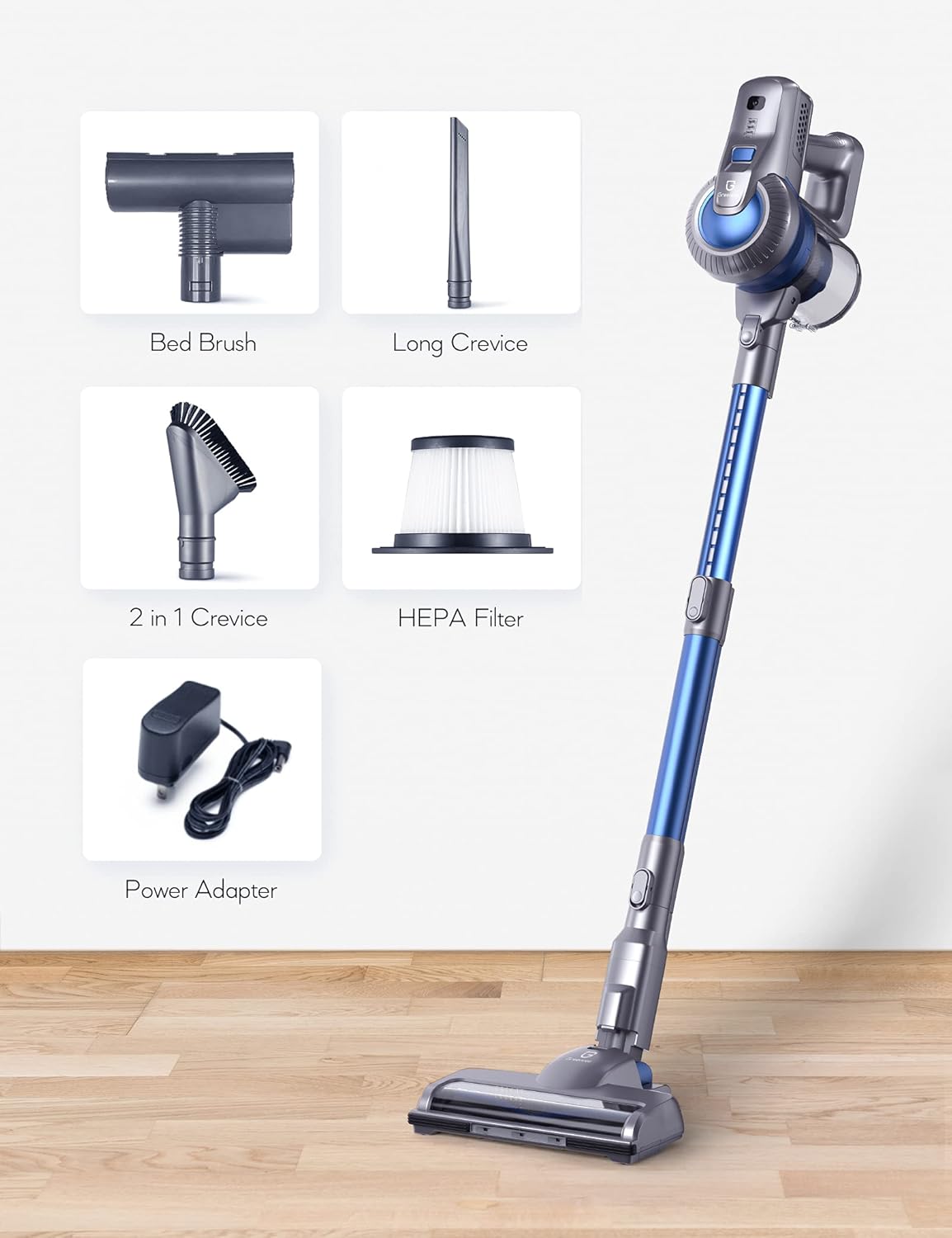 Greenote Cordless Vacuum Cleaner, 23000PA Stick Vacuum 4 in 1, 200W with Dual Digital Motor LED Headlights, 35 Mins Runtime, Handheld Lightweight Vacuum for Home Hard Floor Carpet Pet Car