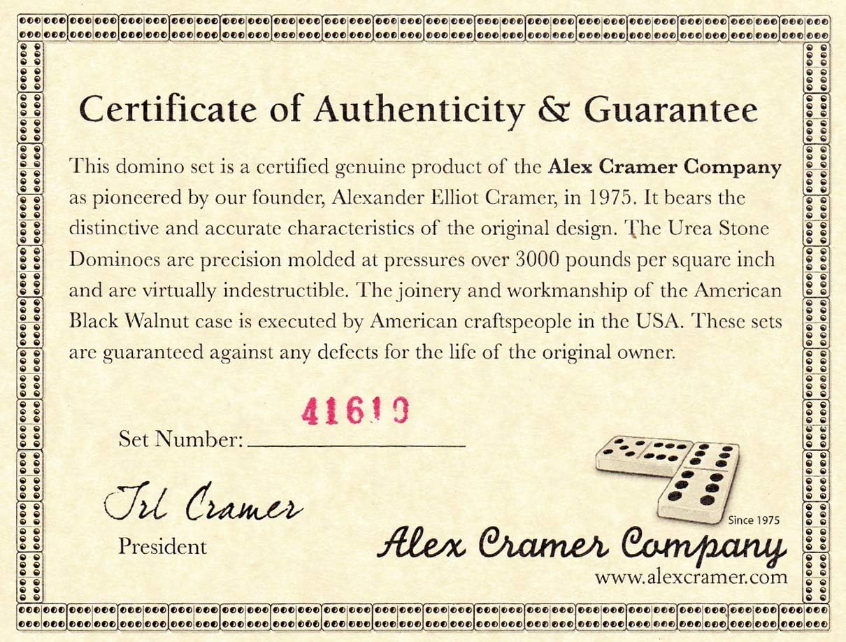 Club Alex Luxury Domino Set with Handcrafted Walnut-Framed Beechwood Case & Cribbage / Counter Top - Tournament Quality 28 Double-Six Dominoes (Domino Set with Personalized Brass Plate)