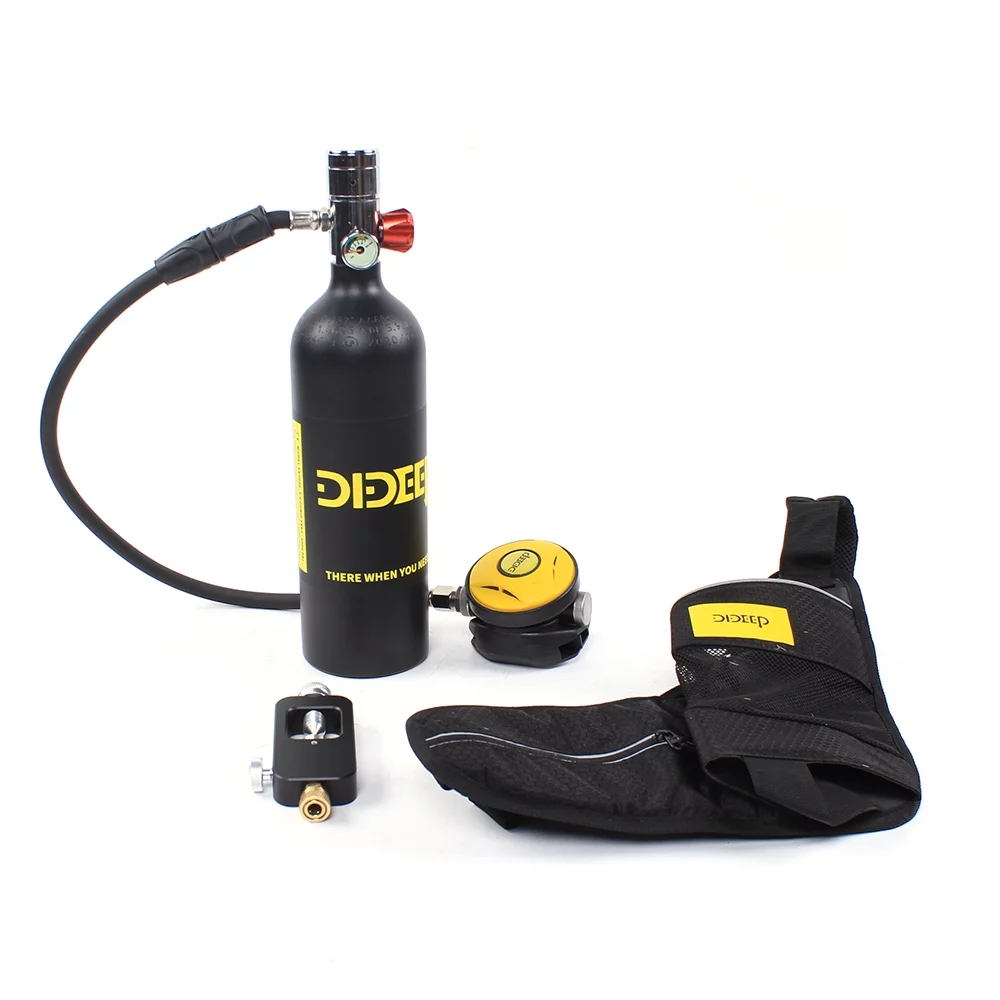Miumaeov 1L Mini Diving Equipment Kit Underwater Breath Oxygen Tank Pump High Pressure Air Pump Refill Adapter for Underwater Diving Breathe Training