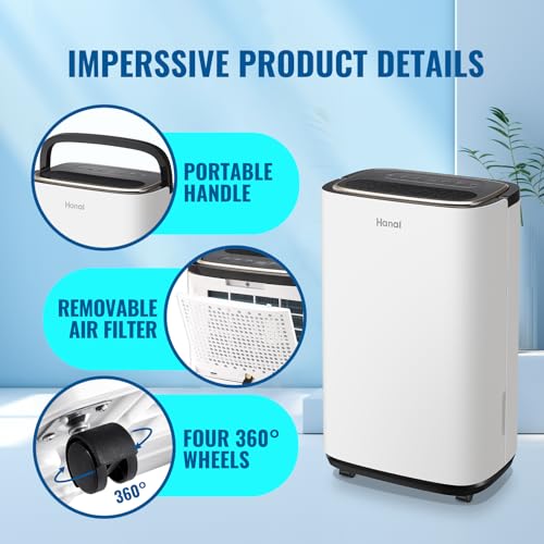 Dehumidifier for Home & Basement Small Dehumidifiers with Drain Hose for Medium to Large Room