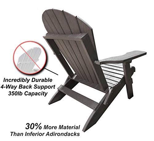 DuraWeather Poly Classic King Size Folding Adirondack Chair (Driftwood Grey)
