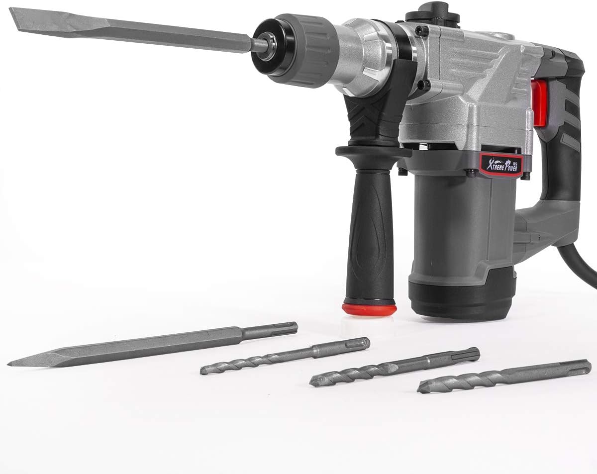 XtremepowerUS 45356 Rotary Hammer Drill w/Bits & Case Electric 1-1/4" SDS Concrete Cement Masonry