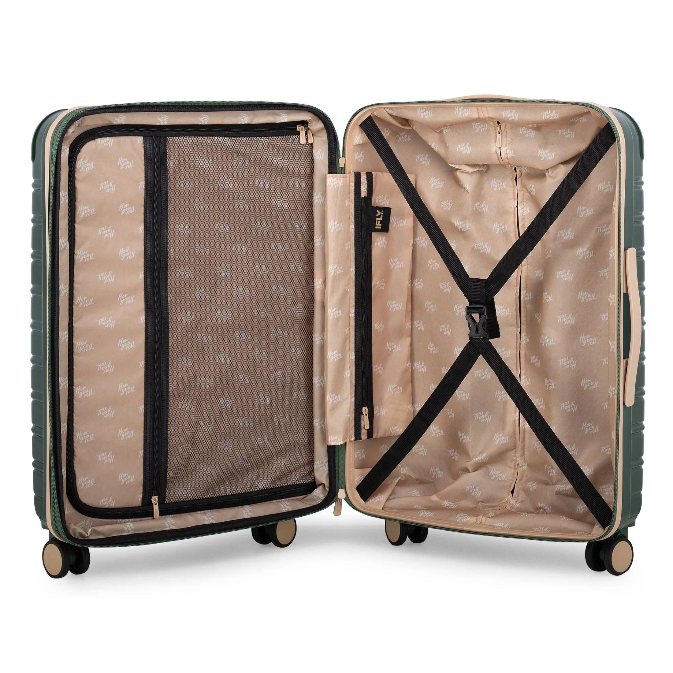 iFLY Hardside Fibertech Limited Edition Collection 2-Piece Set, 20" Carry-on and 28" Checked Luggage, Evergreen