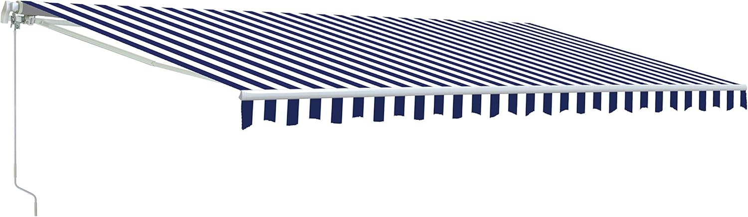 ALEKO Retractable 13x10 Feet Manual White Frame Patio Awning - 100% Polyester Canopy, Cover, Sun Shade, Shelter for Yard, Deck, Balcony - UV Protection &ndash; Black - AW13X10BK81