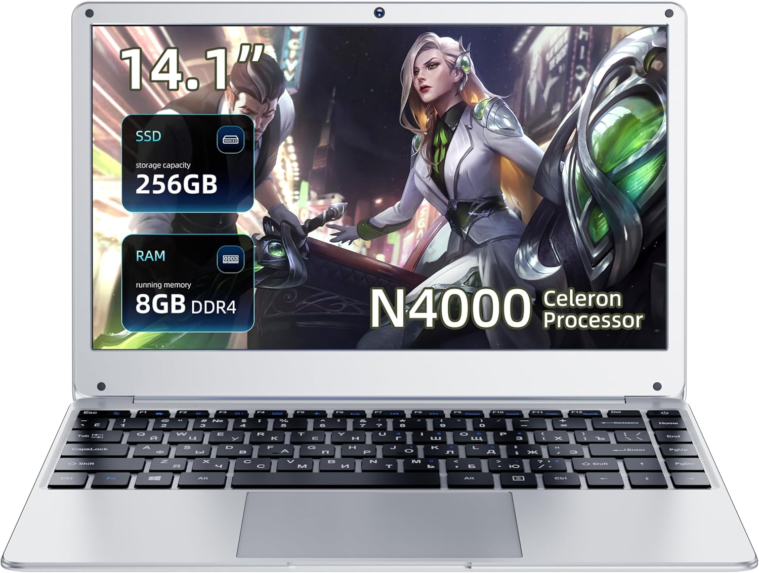 14'' Laptop 8GB DDR4 256GB SSD, Celeron N4000 Processors Laptop Computer, Windows 11 IPS FHD Display Laptop Computer,Numeric Keypad USB 3.0, Bluetooth 4.2, 2.4/5G WiFi