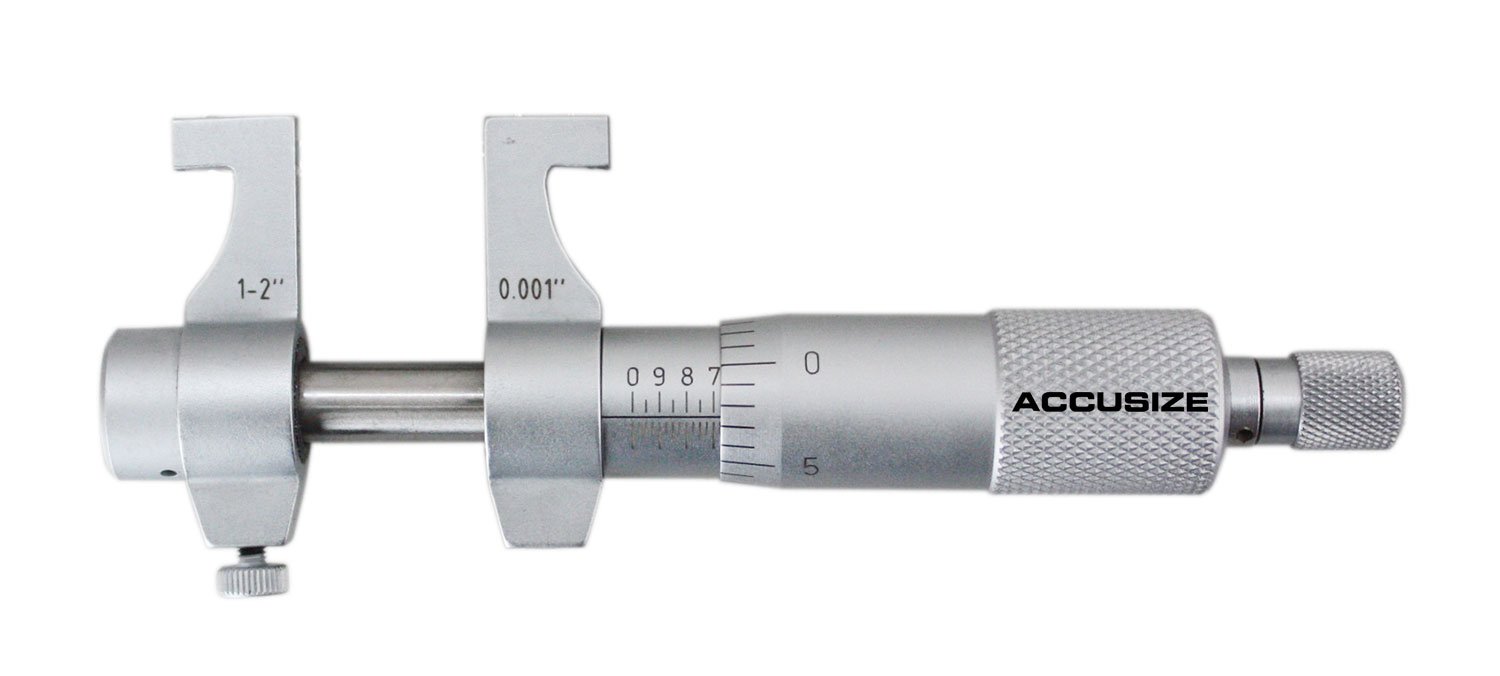 Accusize Industrial Tools 3-4'' by 0.001'' Inside Micrometer in Fitted Case, Satin Chrome Finished, Eg00-3224