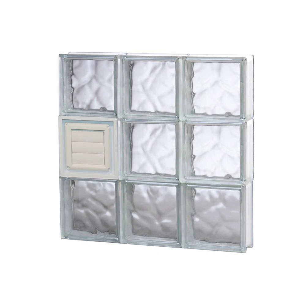 Clearly Secure 17.25 in. x 17.25 in. x 3.125 in. Frameless Wave Pattern Glass Block Window with Dryer Vent D1818DC